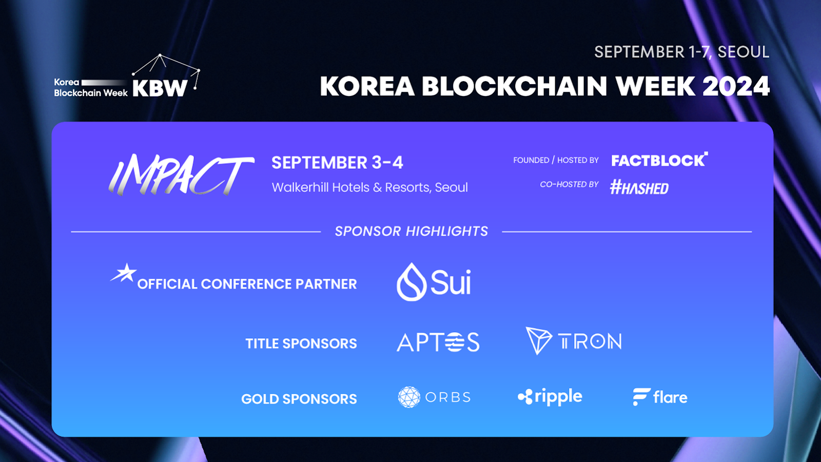 KBW 2024 Announces Sui as Official Partner, Aptos Foundation and Tron as Title Sponsors
