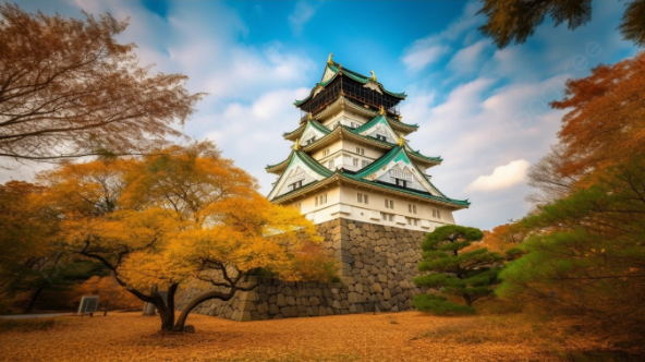 Osaka Castle with a tower and trees

Description automatically generated