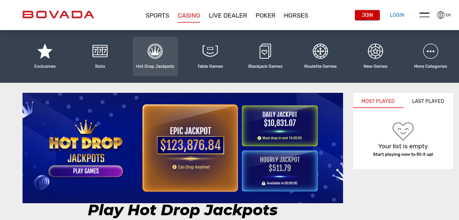 Bovada keeps its active players motivated by dropping massive jackpot prizes at random times during the day.