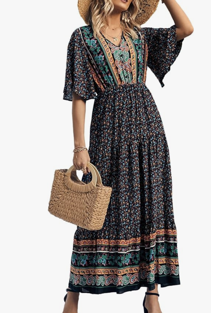 PRETTYGARDEN Casual Summer Boho Floral Print Dress from Amazon