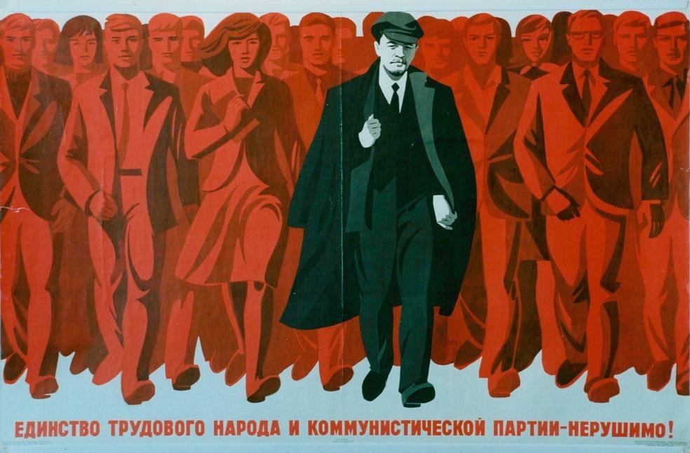 The unity of the working people and the Communist Party is unbreakable!" -  1968 Soviet poster : r/PropagandaPosters