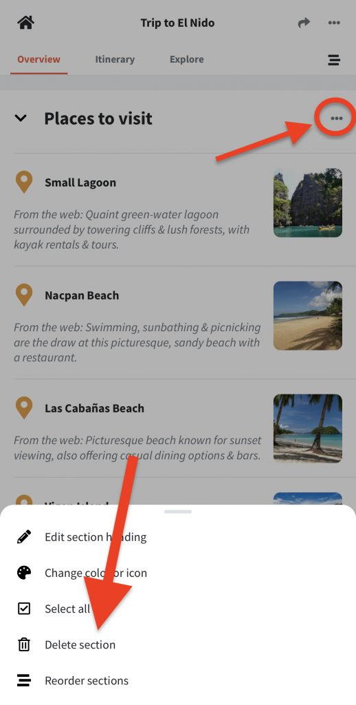 Travel Guide feature of Wanderlog