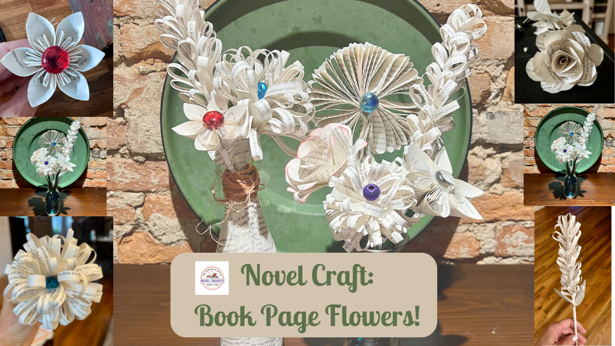 picture of flowers made from book pages