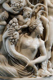 Detail from a sarcophagus depicting a Mother Earth figure