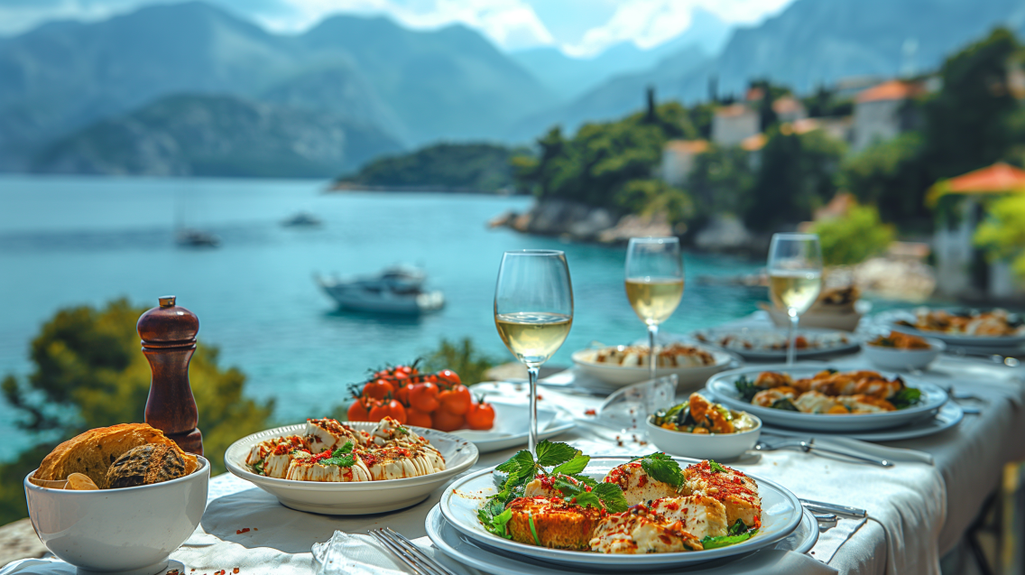 Savor exquisite Mediterranean cuisine with breathtaking sea views in Croatia.