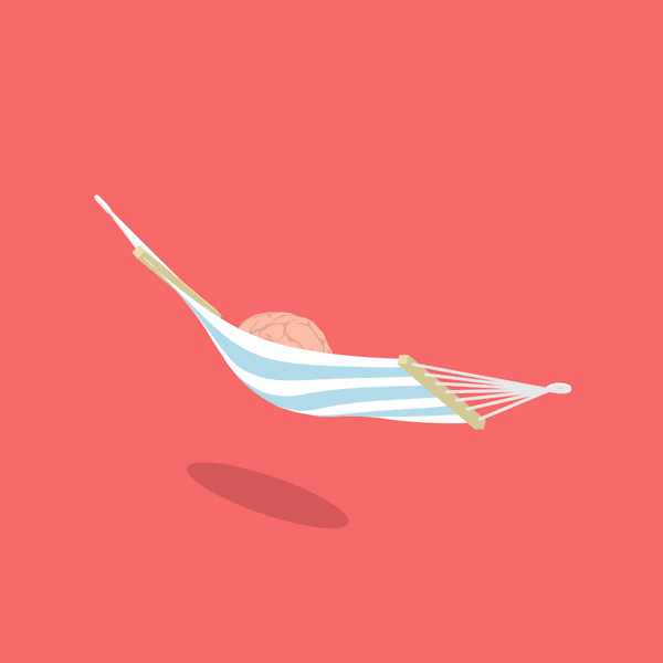 GIF of a brain chilling on a hammock as a self care representation