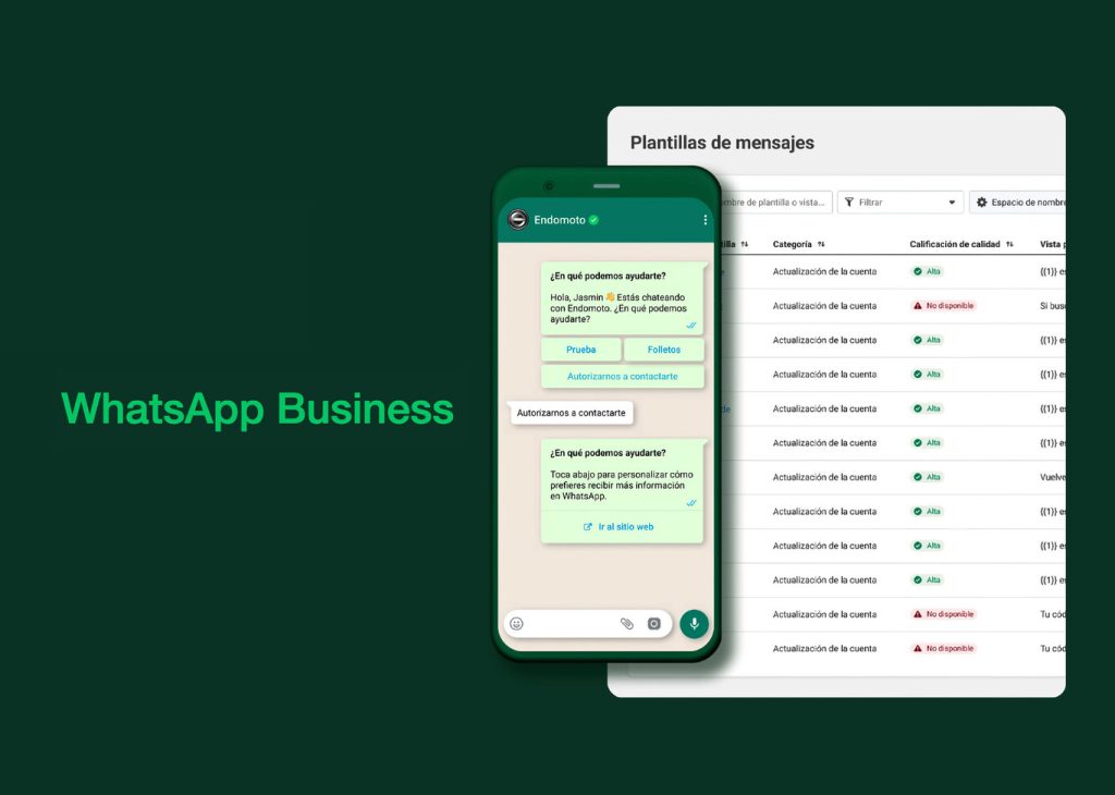 en la imagen se ve un celular mostrando la app de whatsapp business.
