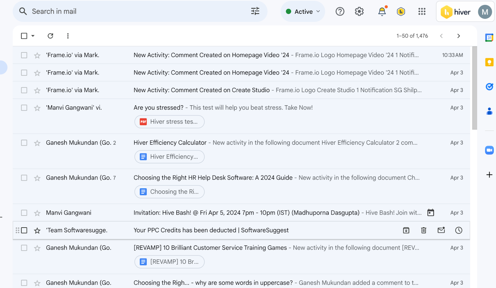 Screebgrab of Gmail interface