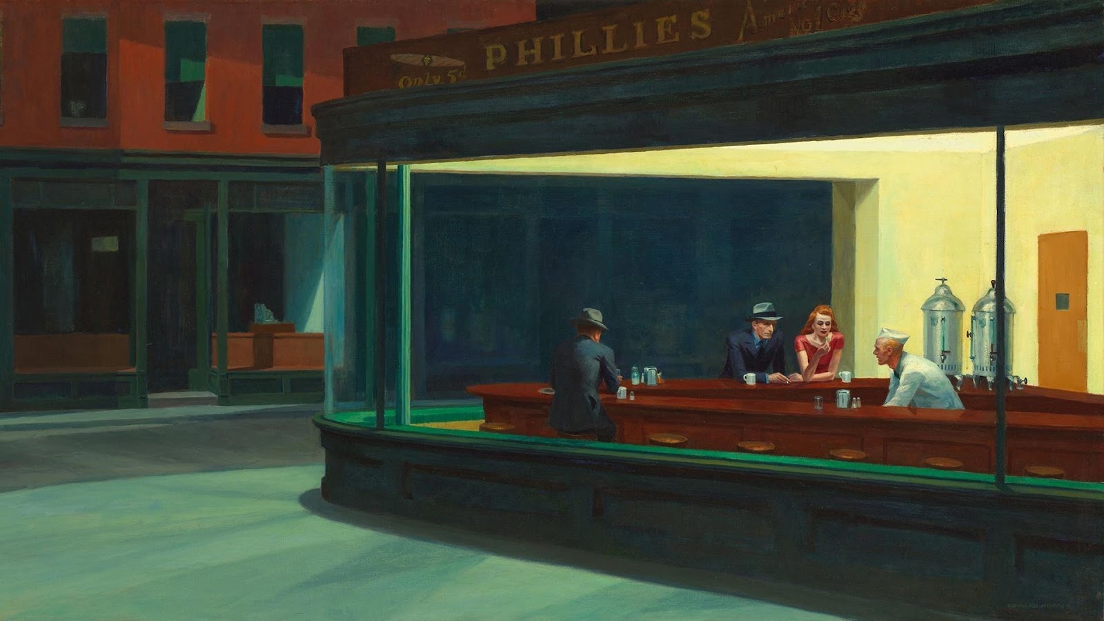 "Nighthawks," 1942 by Edward Hopper. School of the Art Institute of Chicago