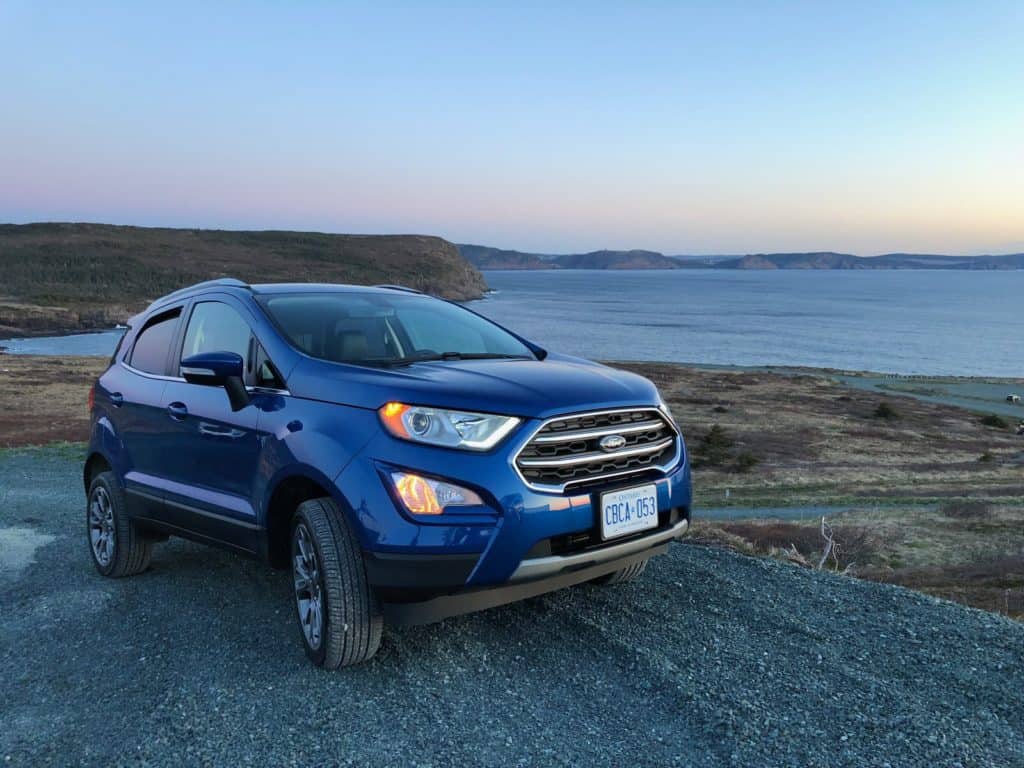 lightning blue titanium ford ecosport at cape spear sunrise