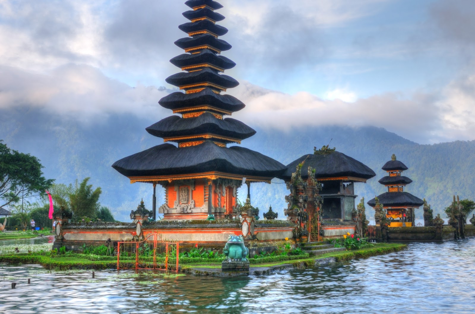 Bali temples surrounded by water.