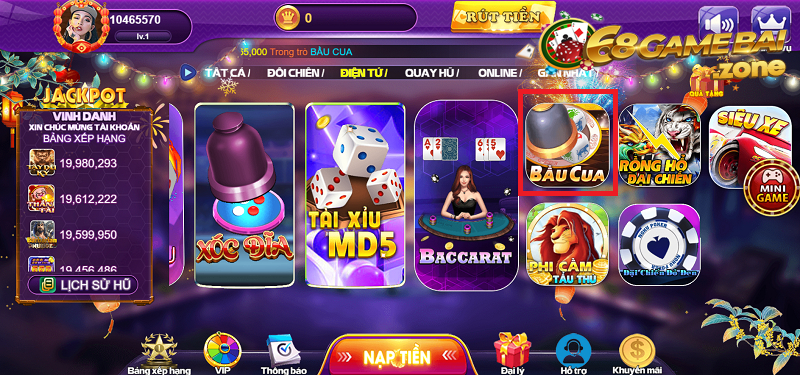 Xóc đĩa 68 game bài rất được yêu thích 