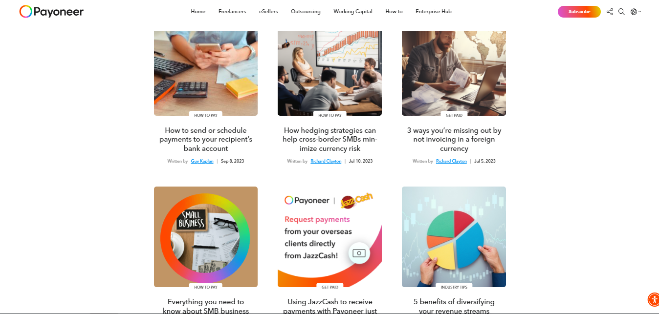 Payoneer blog - one of the best corporate blogs