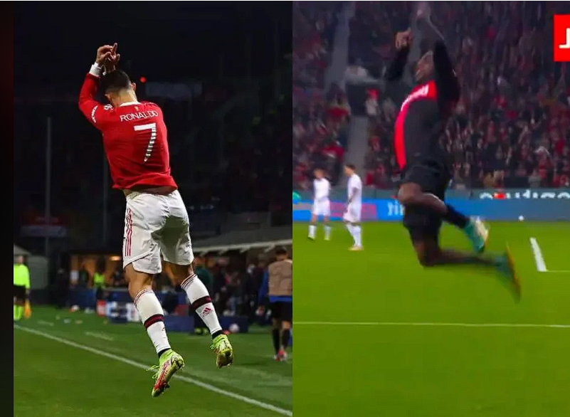 A comparison of Jeremie Frimpong and his idol Cristiano Ronaldo’s celebration