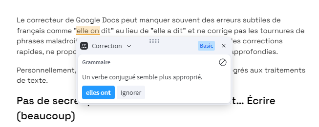 language tool dans Google docs