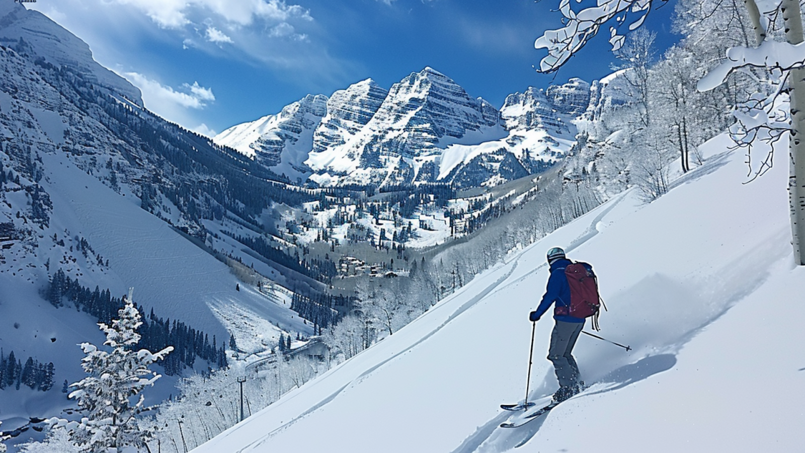 A man hitting the slopes in Aspen, CO