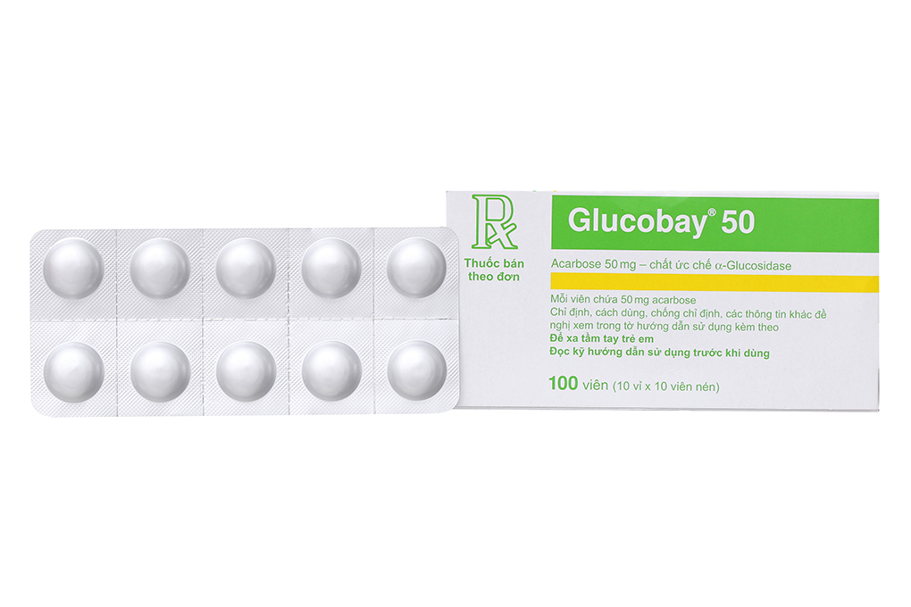 Biệt dược Glucobay chứa Acarbose 50mg điều trị tiểu đường
