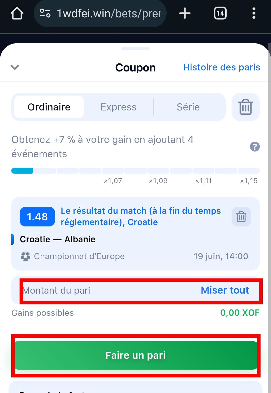 Montant de mise