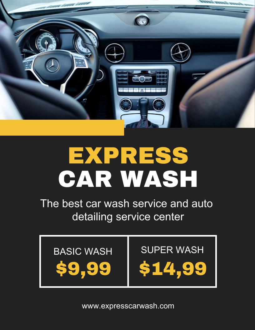 Black Modern Express Car Wash Flyer