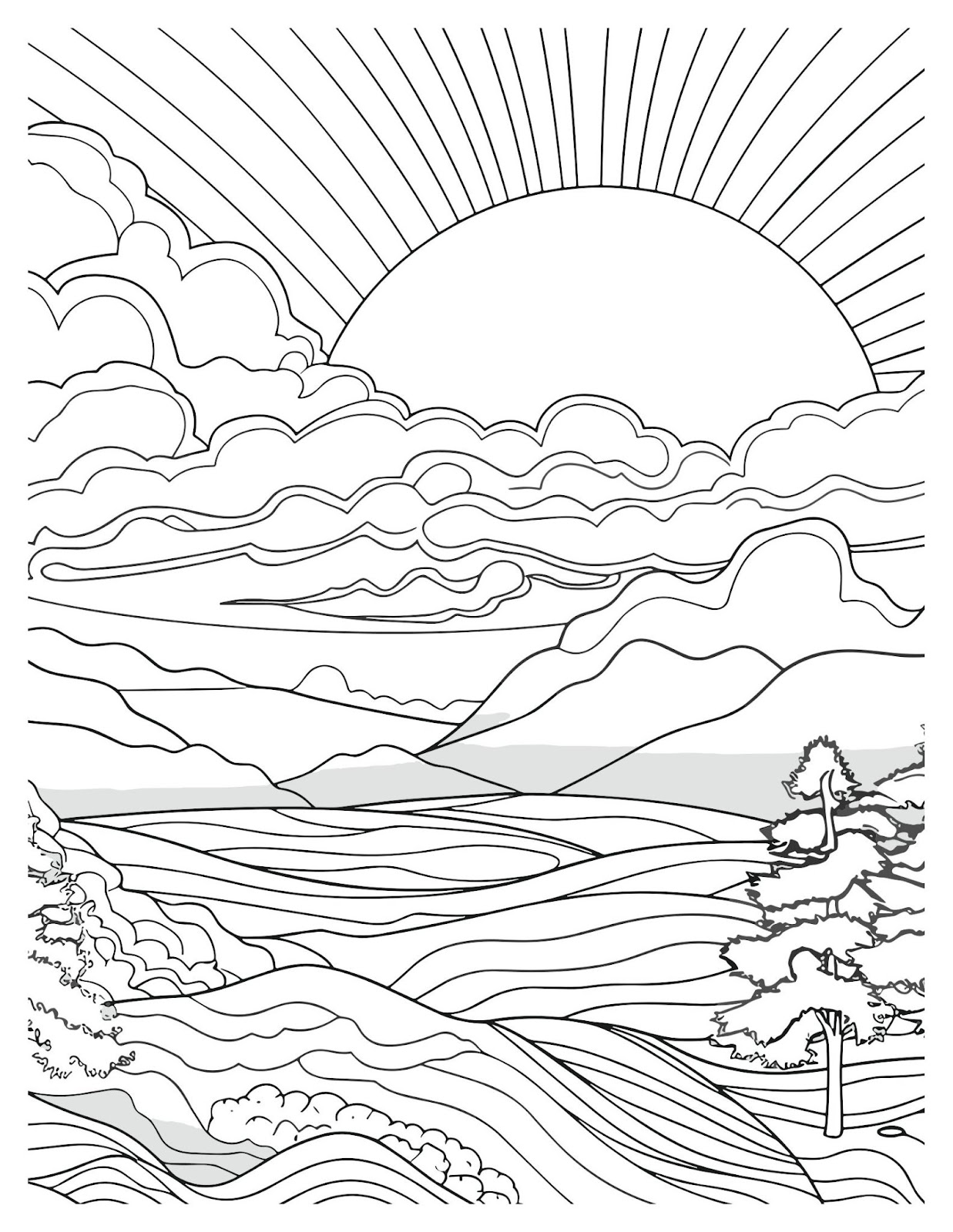 dazzling sunset coloring pages