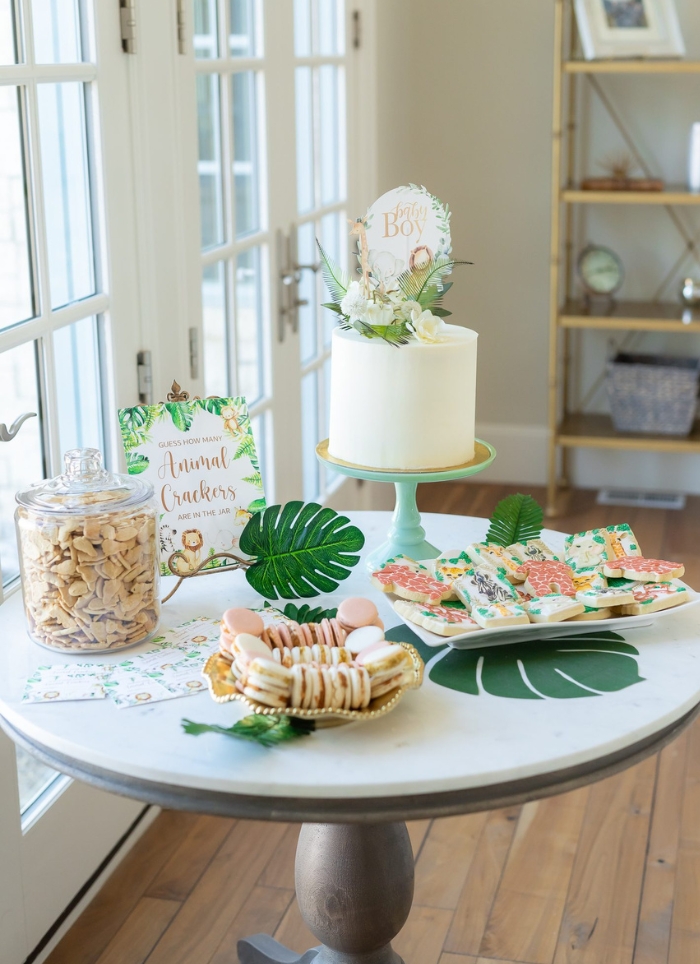 jungle theme baby shower food table