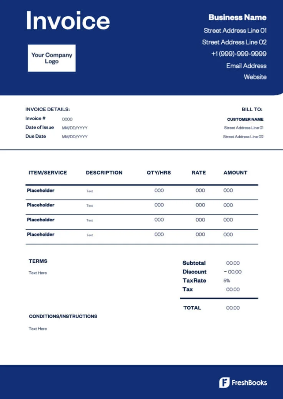 invoice template from FreshBooks