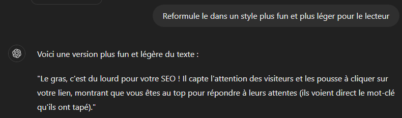 prompt gpt pour reformuler un texte