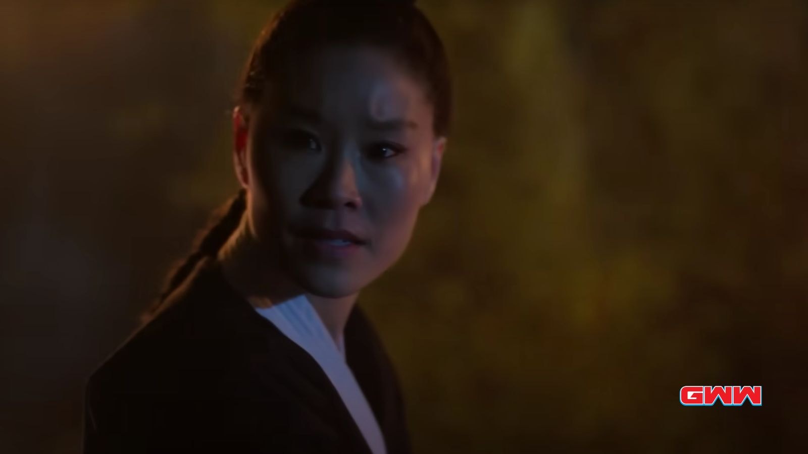 Alicia Hannah-Kim as Kim Da-Eun looking angry, Cobra Kai Season 6 Trailer 