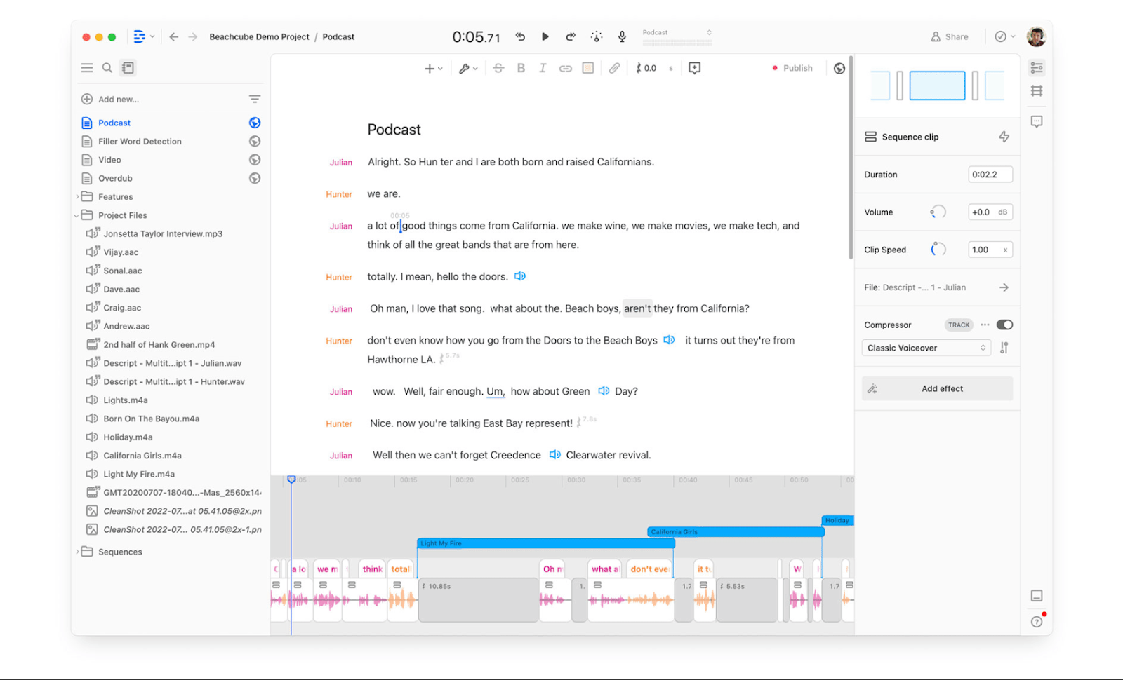 Storyboard & Script Tools of Descript