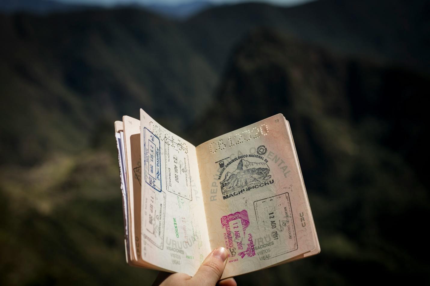 Passport with open pages