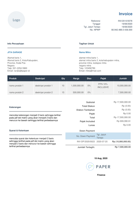 Contoh Tax Invoice