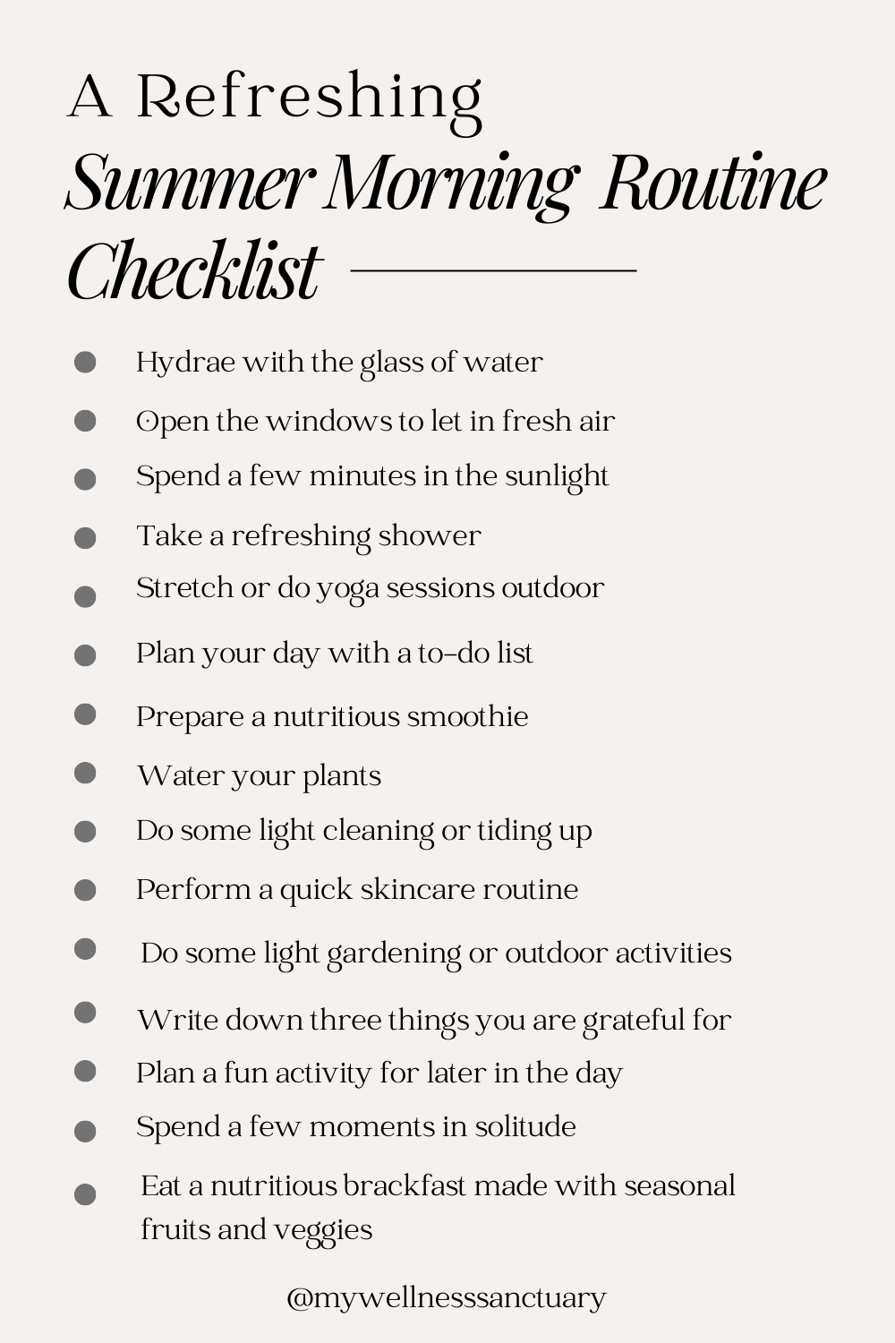 Summer Morning Routine Checklist for a Refreshing start of Your Day 
