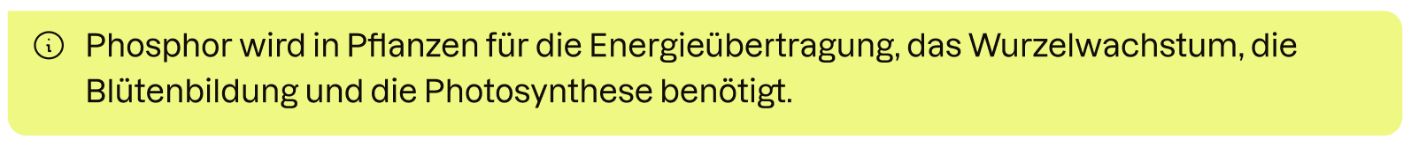 Phosphor ist für viele Pflanzenfunktionen notwendig. 