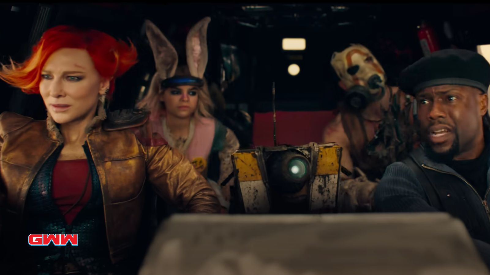 Roland, Lilith, Krieg, and Tiny Tina in a car ride, Borderlands movie
