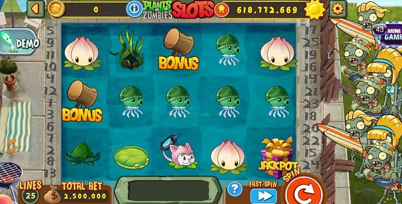 Plant vs zombies slots sở hữu giao diện đẹp mắt