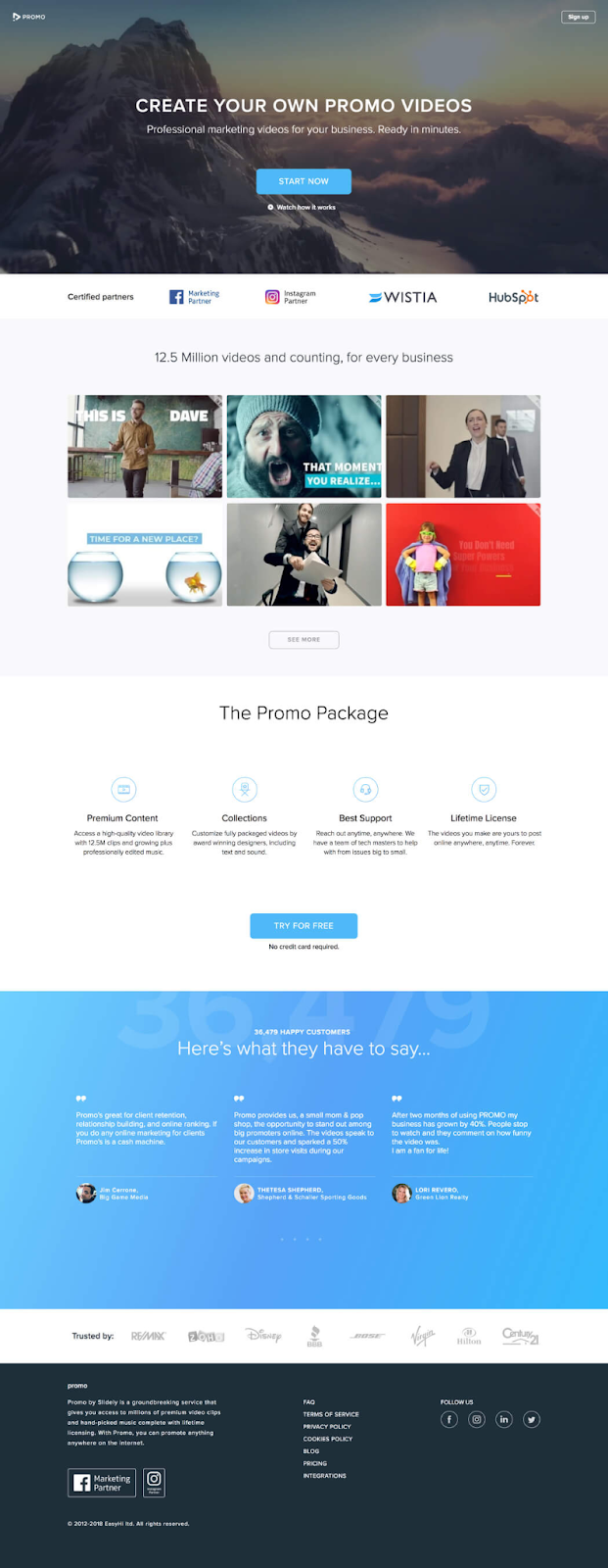 best practice landing page example