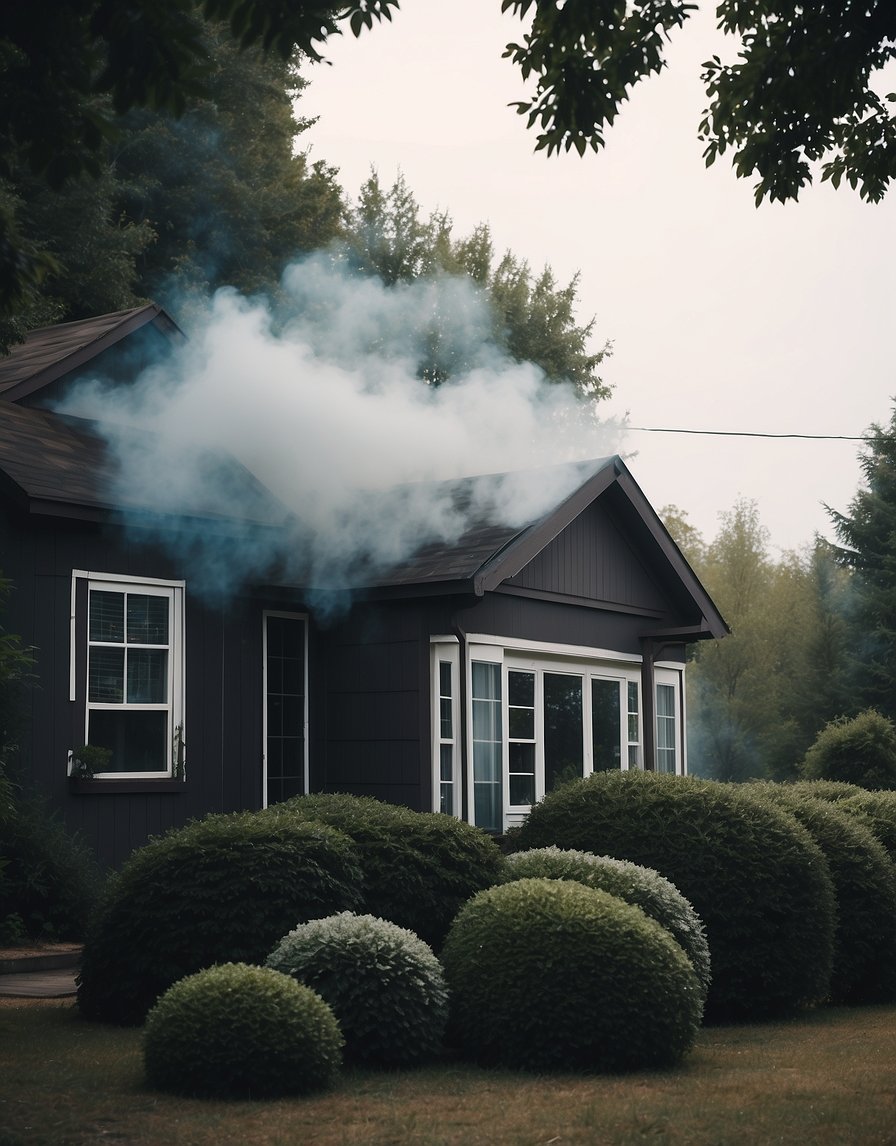 21 smoke bushes surround a house, creating a beautiful and mysterious atmosphere