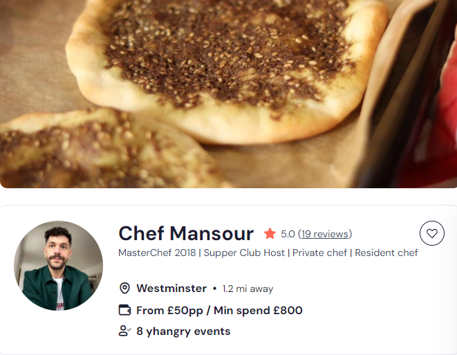 Chef Mansour’s luxury catering equipment