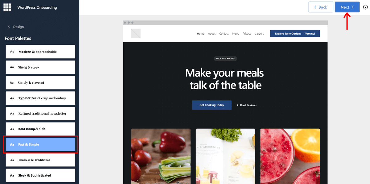 Choose Font Palettes