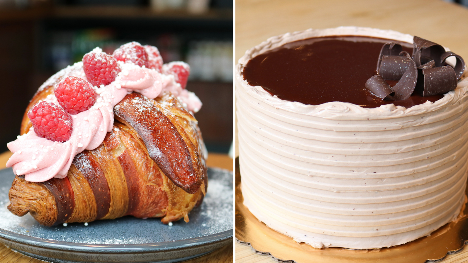 chocolate cake and raspberry croissant from Hill's Kitchen's wedding catering service in Park City.