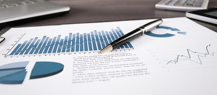 Feasibility study: graphs and charts on a table