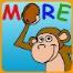 A cartoon monkey with a hand raised

Description automatically generated