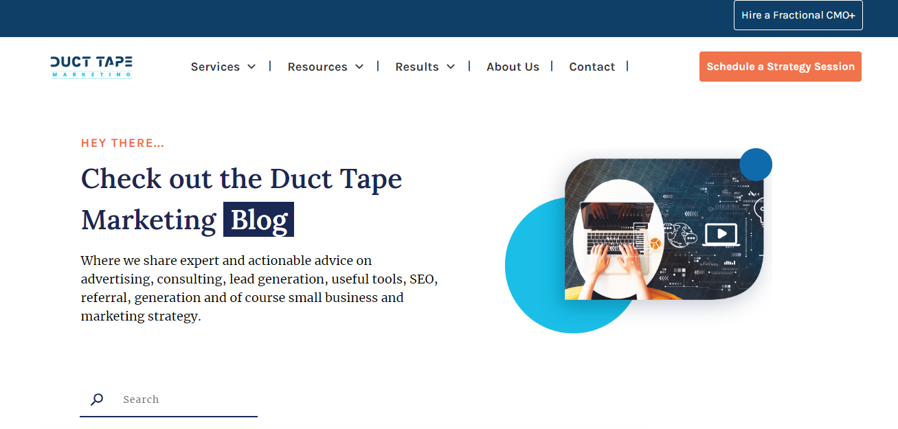 Homepage of Duct Tape Marketing - one of the best blogs for small businesses