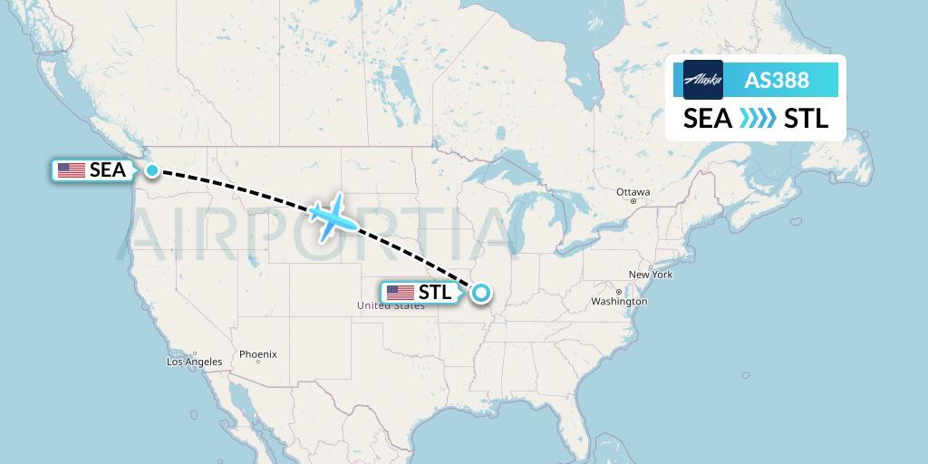 AS388 Flight Status Alaska Airlines: Seattle to St. Louis (ASA388)