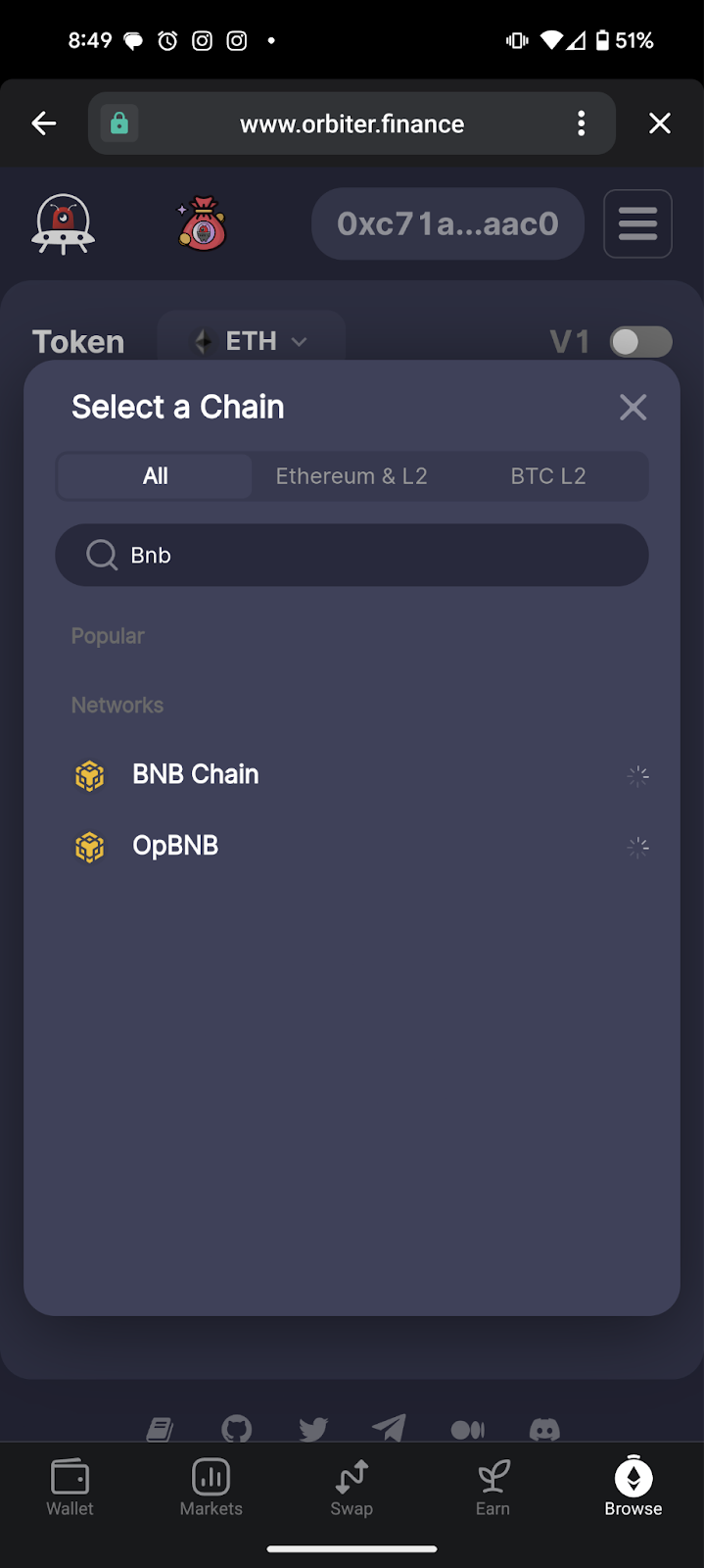 Bridge from Ethereum to BNB Smart Chain with MEW Mobile