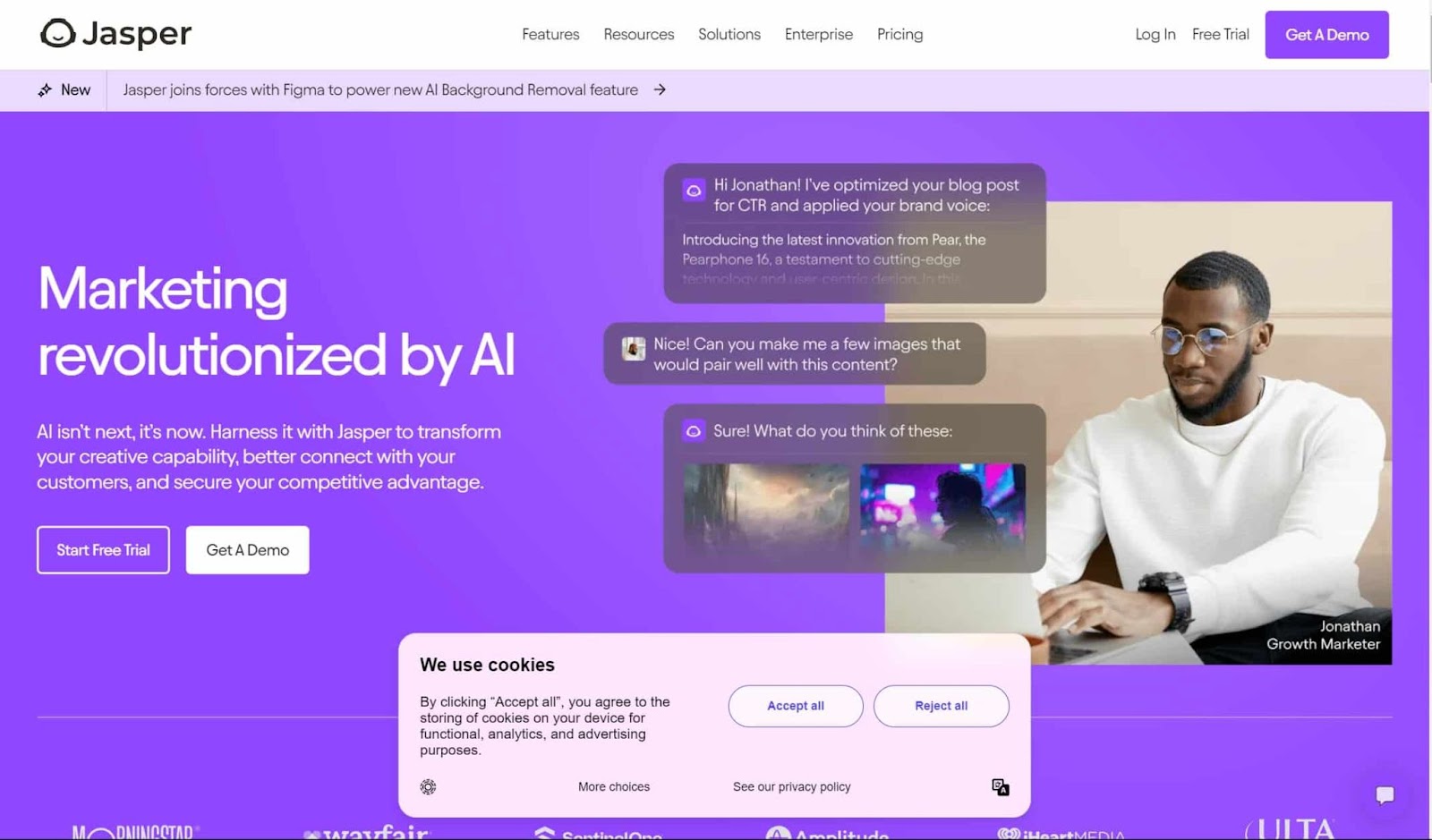 Screenshot of Jasper AI website