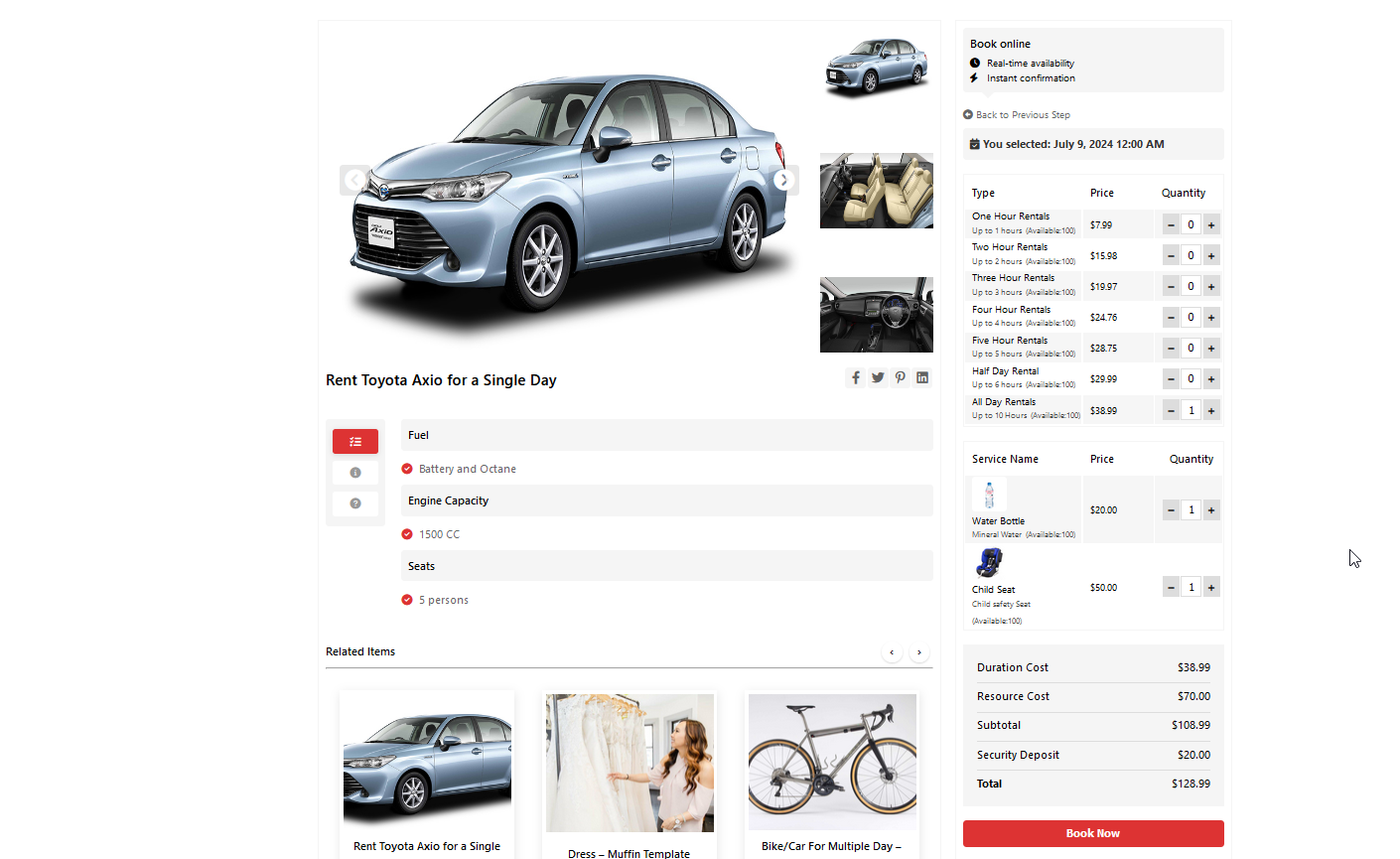 car rental plugin for WordPress