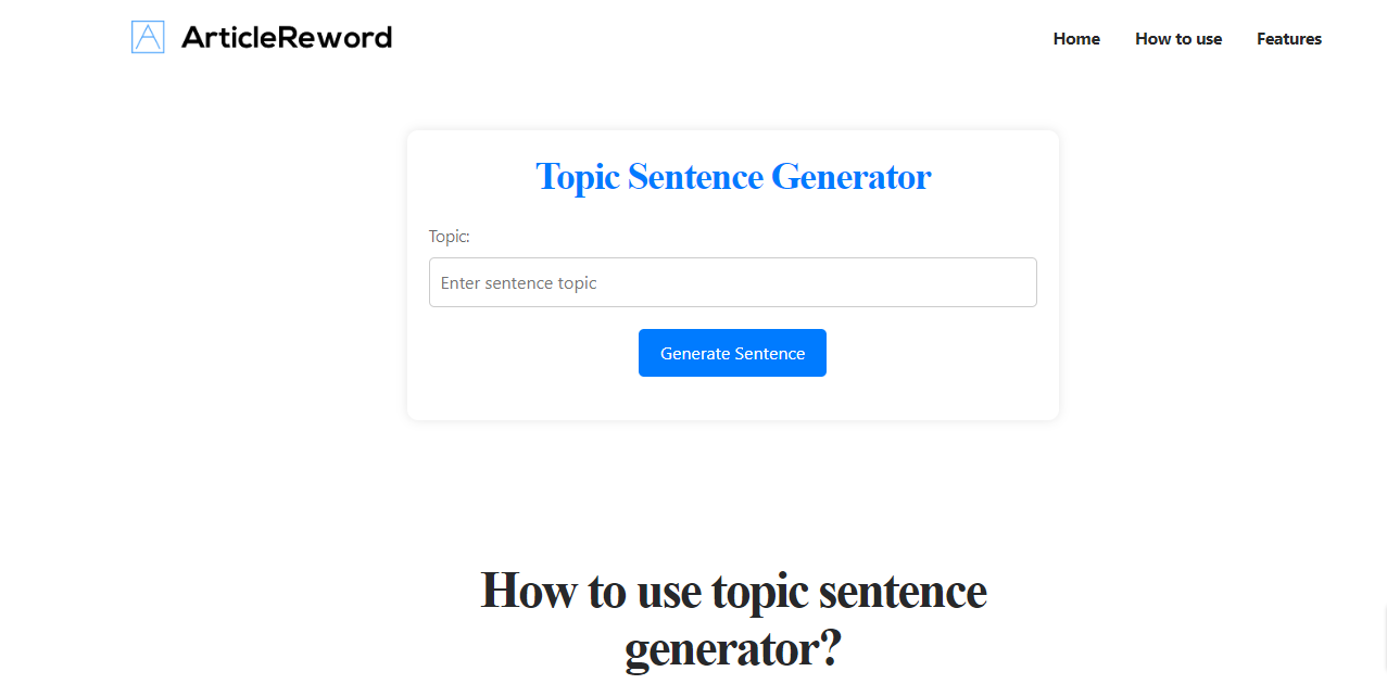 Articlereword Topic Sentence Generator