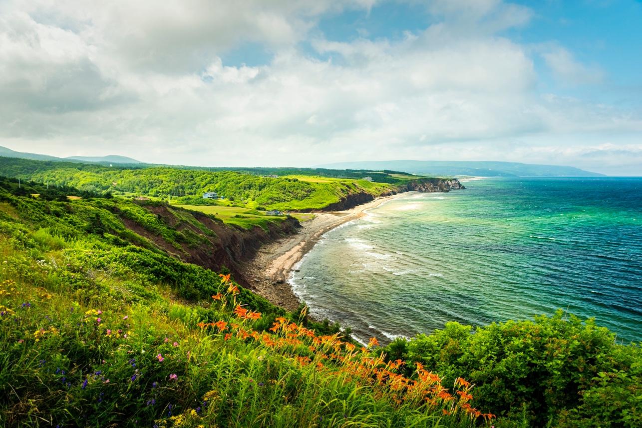 View of the sea from the mountains