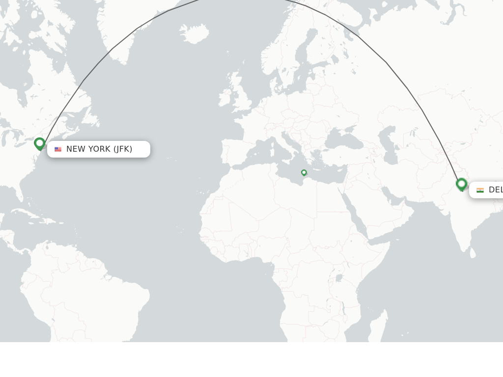 Direct (non-stop) flights from New York to Delhi - schedules -  FlightsFrom.com